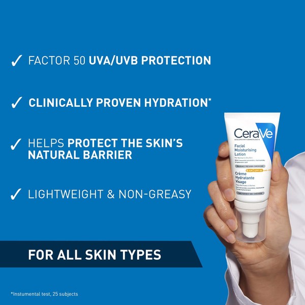 CeraVe AM Facial Moisturizer SPF50 Normal to Dry Skin 52ml thumbnail 2