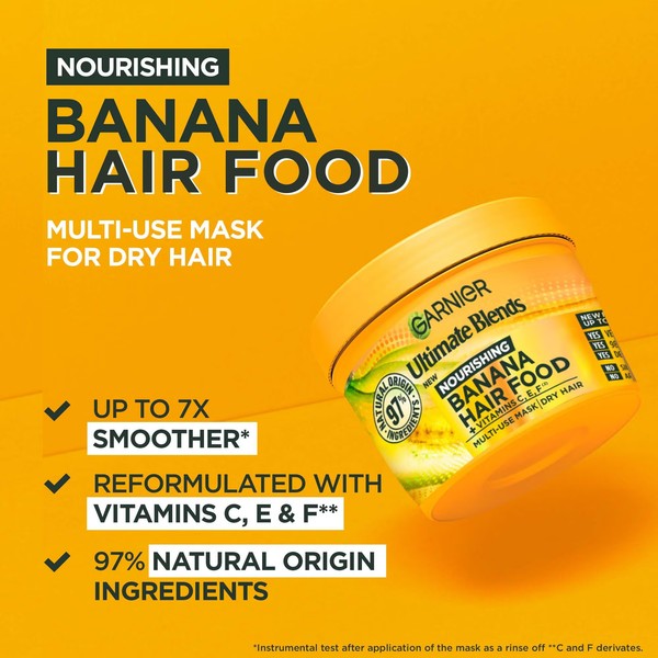 Garnier Ultimate Blends Hair Food Banana 3-in-1 Dry Hair Mask Treatment 390ml thumbnail 2
